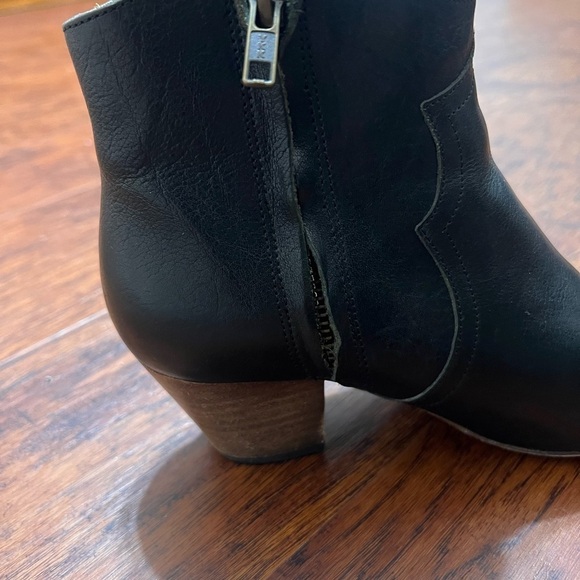 Isabel Marant Dicker Calf Leather Ankle Boots Black Western Booties Sz 37 US 6.5 - Picture 7 of 7